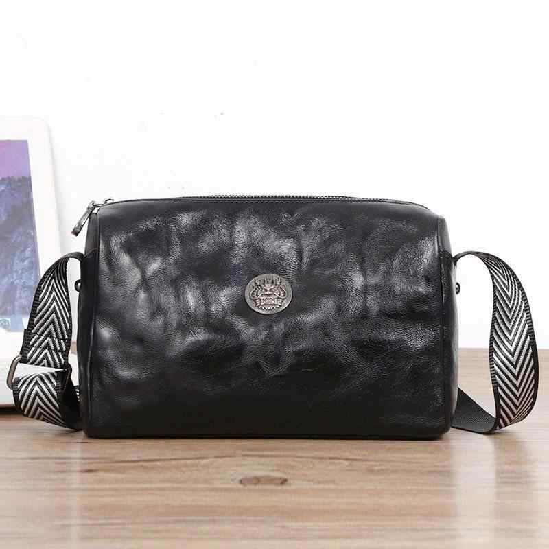 ショルダーバッグ メンズ 男性用 本革 牛革 ワンショルダー ボディバッグ 斜め掛け ミニバッグ コンパクト 大容量 収納力 普段使い デイリーユース タウンユース トレンド おしゃれ ブラック