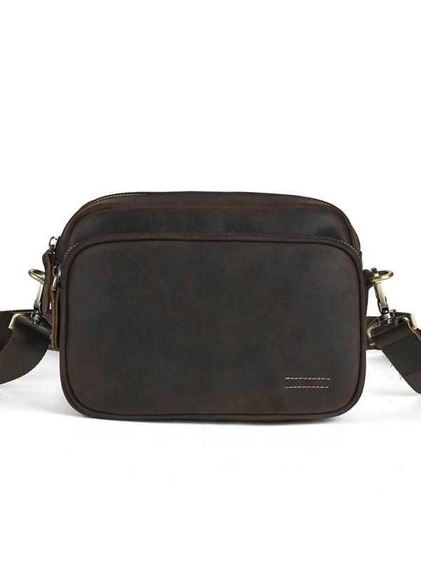 ショルダーバッグ 男性用 牛革 本革 個性的 トレンド 通勤 ワンショルダー 斜め掛け スクエア型 高級感 超軽量 無地 ステッチ 8インチタブレット対応 黒 ダークブラウン 日常使い カジュアル ビジネス