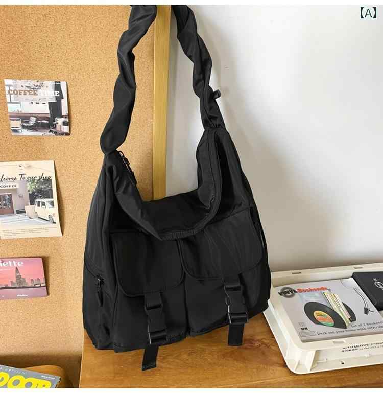 トートバッグ レディース ナイロン 大容量 ソフト シンプル おしゃれ カジュアル ルーズ プリーツ 斜め..