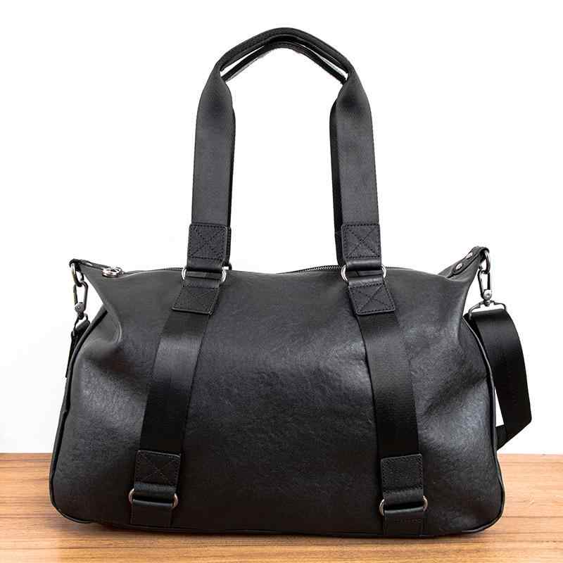 ・容量: 36～55L・素材: 本革・主な素材: 牛革・機能: 負荷軽減・性別: ユニセックス・裏地素材: ポリエステル・柄: 無地・スタイル: ストリートカジュアル・デザイン要素: ステッチ・カラー: ブラック・使用シーン: カジュアル、旅行