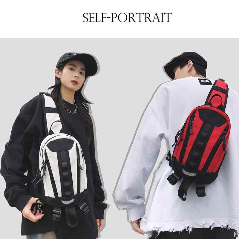 バッグ ユニセックス 男女兼用 大容量 軽量 多機能 トレンド ボディバッグ ナイロン カジュアル スポーツ アウトドア タウンユース シンプル ファスナー開閉 内ポケット 外ポケット