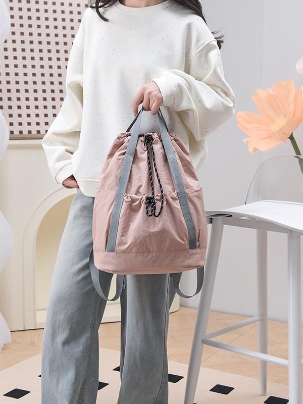 リュック サック ユニセックス 男女兼用 超軽量 ナイロン ドローコード 巾着 アウトドア スポーツ 登山 ハイキング 旅行 トラベル カジュアル 配色切り替え 10インチPC対応 快適な背負い心地(4)