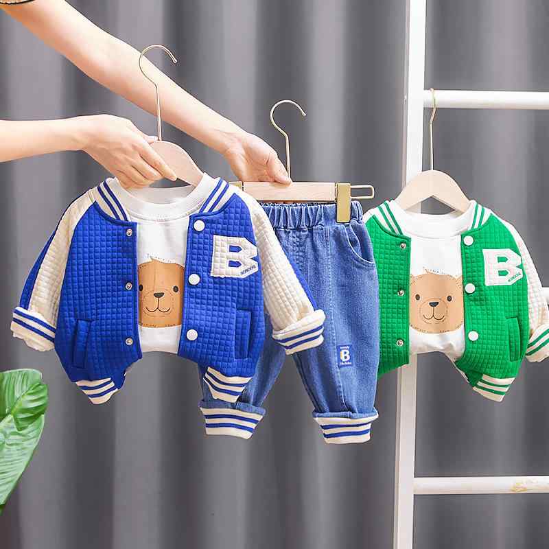 セットアップ キッズ 男の子 ベビー スポーツウェア 野球ウェア 綿 コットン 長袖 ショートパンツ 三点..