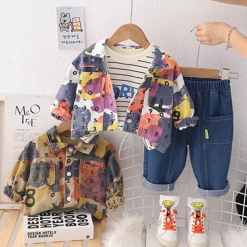 キッズ 男の子 セットアップ 春秋 染め柄 数字 長袖 ロングパンツ 3点セット おしゃれ 個性的 トレンド..