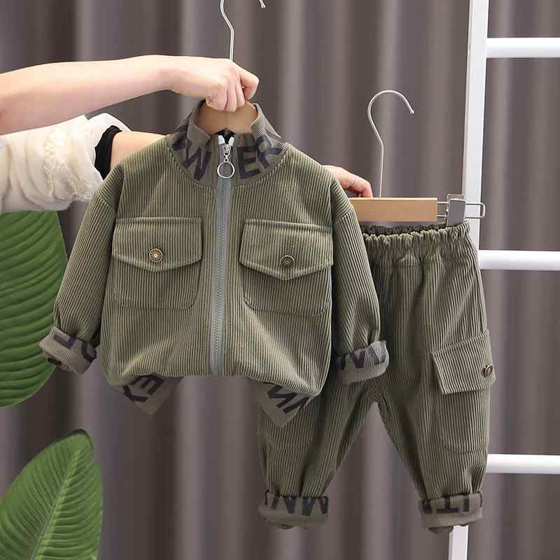 セットアップ キッズ 子供服 男の子 女の子 ユニセックス 春秋 アルファベット レタープリント スタンドカラー ジップアップ 長袖 カジュアル 韓国ファッション かわいい 綿 パンツ 普段着 通園着