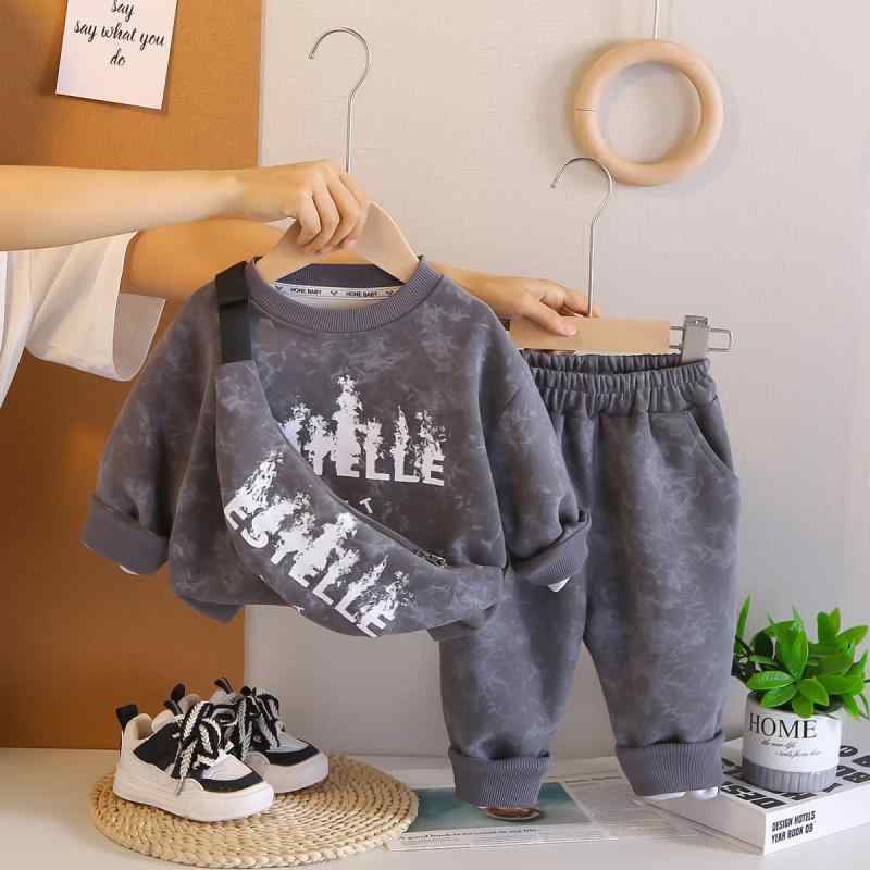 セットアップ 男の子 ベビー 幼児 英字プリント タイダイ柄 長袖トップス ロングパンツ 2点セット 斜め..