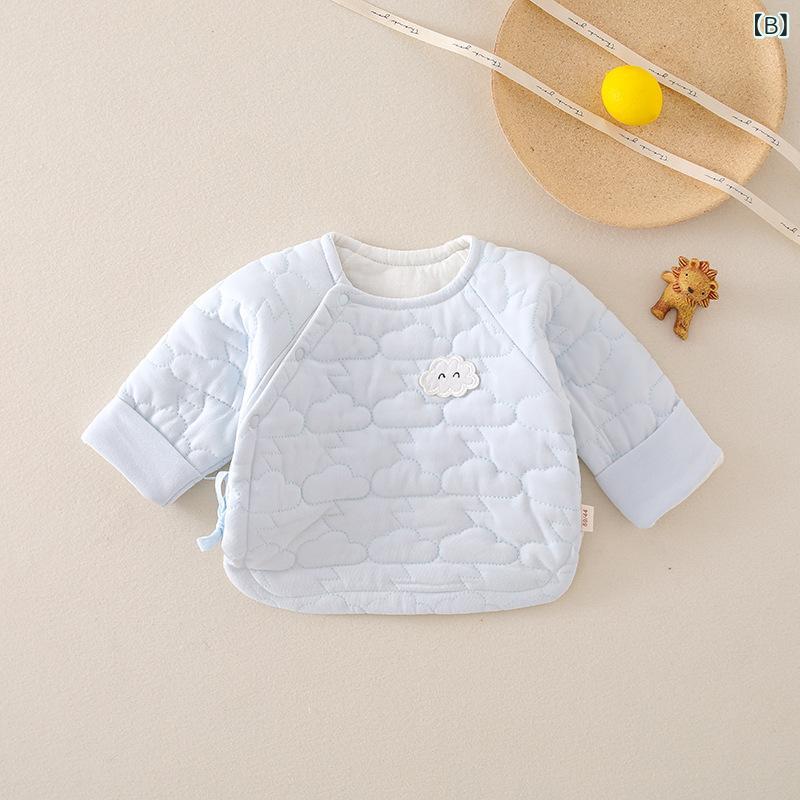 ベスト チョッキ ベビー 新生児 男女兼用 冬 暖かい 保温 綿100% コットン フルーツ柄 かわいい ソフトタッチ 丸首 ラウンドネック フードなし 起毛 3