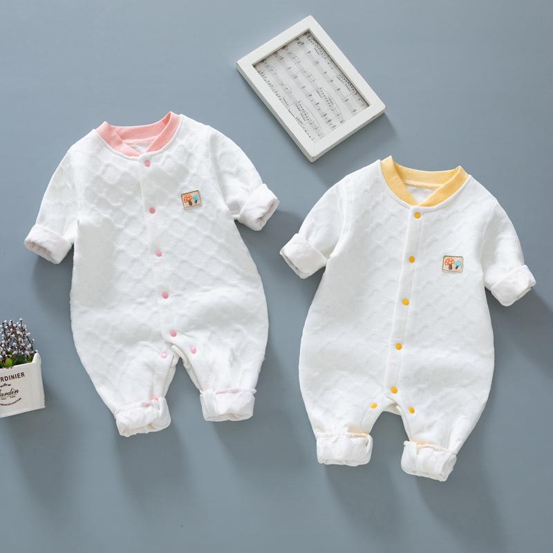 ロンパース ベビー 新生児 男女兼用 春秋冬 綿100% 長袖 中綿入り 厚手 肌に優しい あったか 保温 防寒..