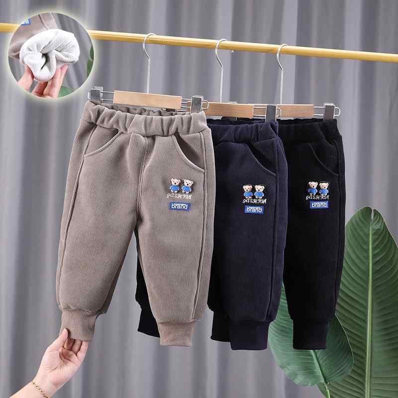 パンツ 男の子 キッズ 裏起毛 厚手 保温性抜群 超ソフト 綿 コットン ジョガーパンツ クマ柄 韓国風 カ..