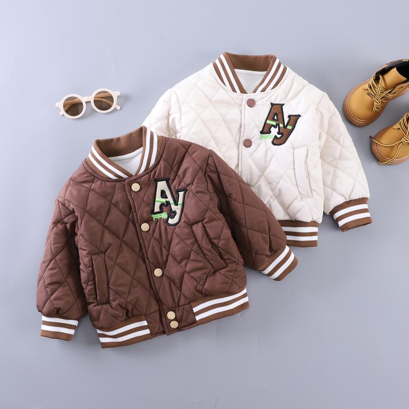 ジャケット 男の子 ベビー キッズ ボーイズ 秋冬 裏起毛 ボア 中綿 厚手 英字 格子柄 アウター 暖かい ..