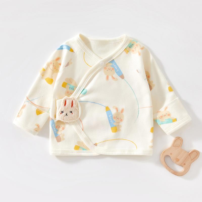 短肌着 ベビー 新生児 男女兼用 トップス 打ち合わせ 綿100% オールシーズン かわいい キャラクター柄 ..