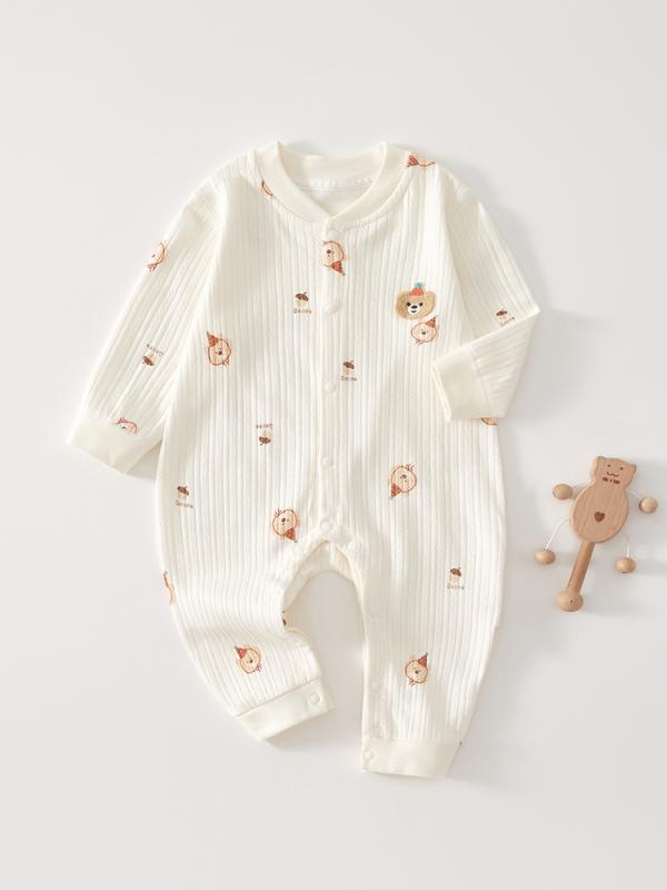 ベビー ロンパース カバーオール 男女兼用 新生児 綿100% 春秋 長袖 スナップボタン 前開き 6ヶ月 12ヶ..