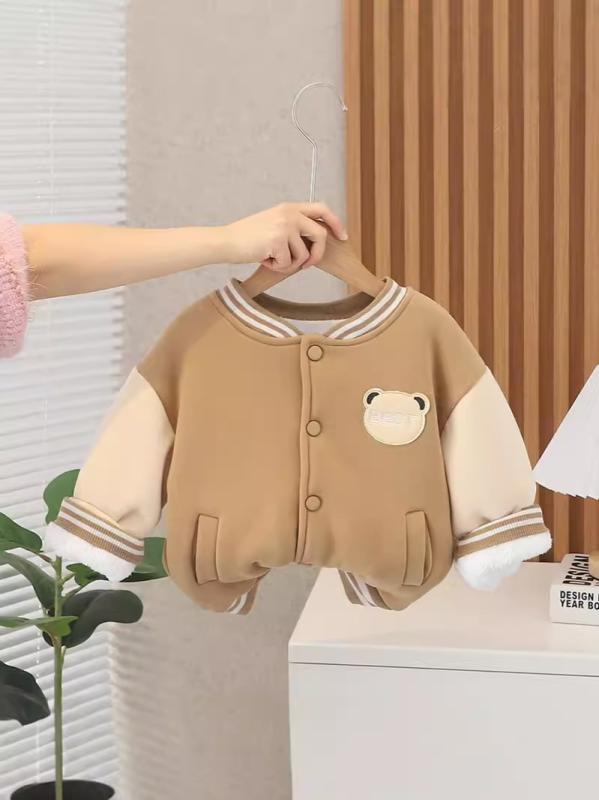 ジャケット キッズ 男女兼用 ベビー 1-3歳 ベースボールジャケット 厚手 フリース裏地 秋冬 キャラクタ..