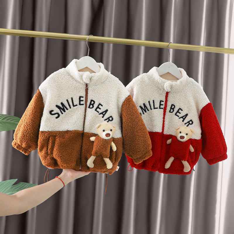 ジャケット ベビー キッズ 男の子 女の子 幼児 かわいい クマ 裏起毛 綿 コットン 厚手 暖かい 防寒 ス..