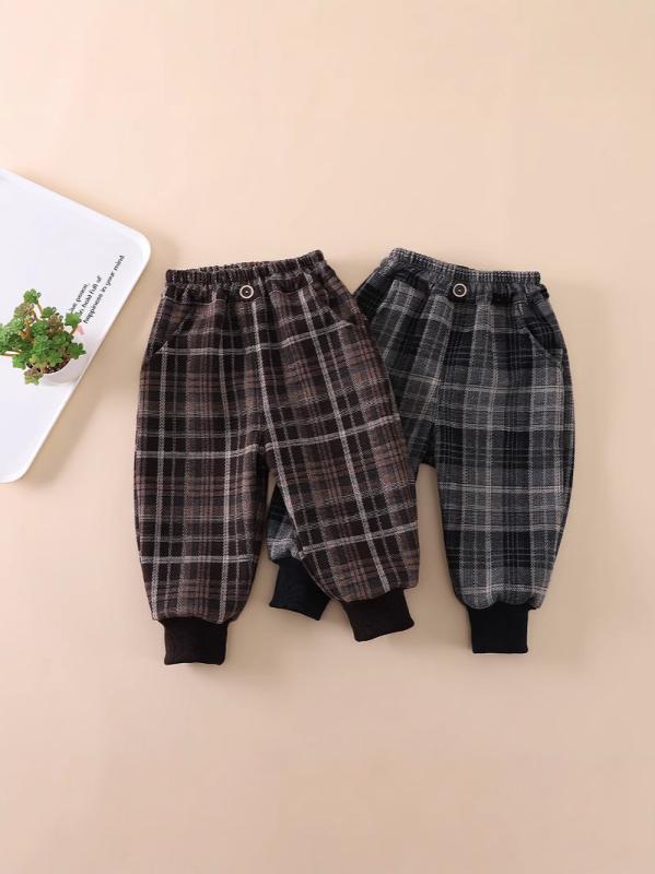 パンツ キッズ 男の子 女の子 子供服 男女兼用 裏起毛 厚手 一体型フリース チェック柄 長ズボン カジ..