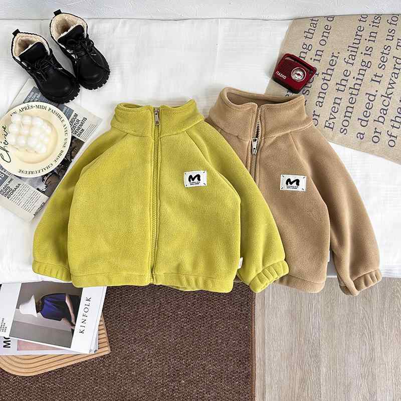 アウター 男の子 ベビー 秋冬 フリース ジャケット 裏起毛 厚手 あったか 長袖 英字ロゴ おしゃれ カジ..