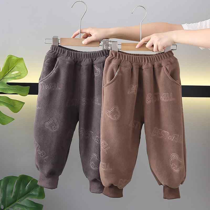 パンツ キッズ 男の子 ボーイズ 秋冬 裏起毛 厚手 綿 スポーツ ロングパンツ ボトムス 型押し クマ柄 ..