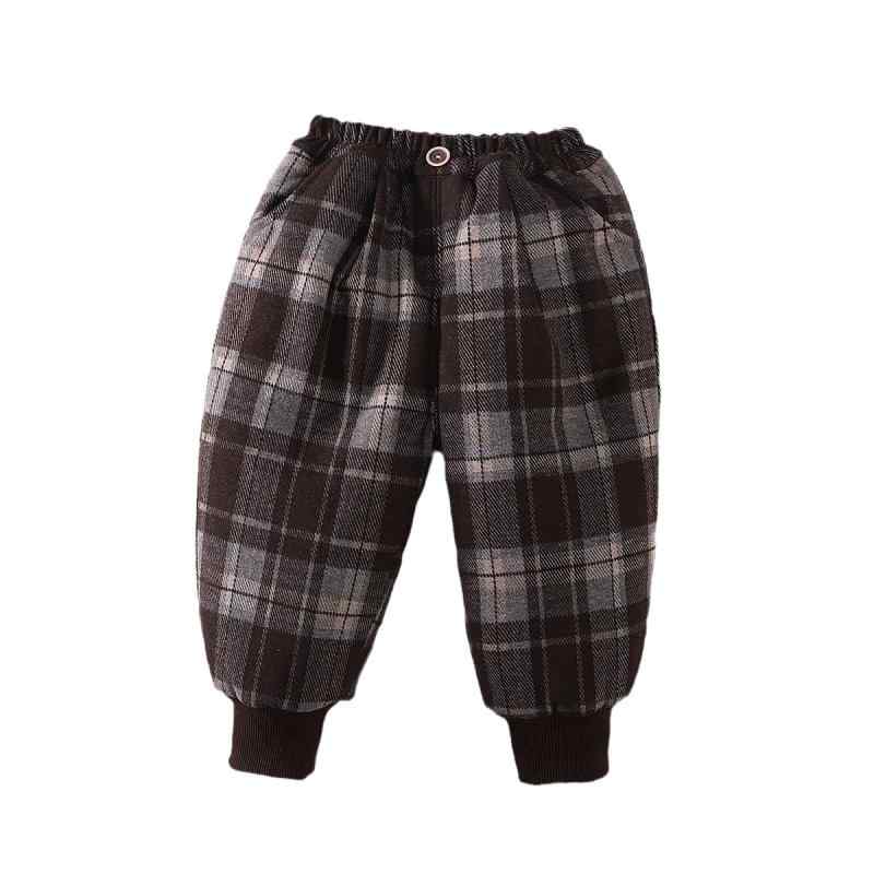 パンツ キッズ ベビー 男の子 女の子 裏起毛 厚手 綿 チェック柄 ロングパンツ 防寒 保温 暖かい ウエ..