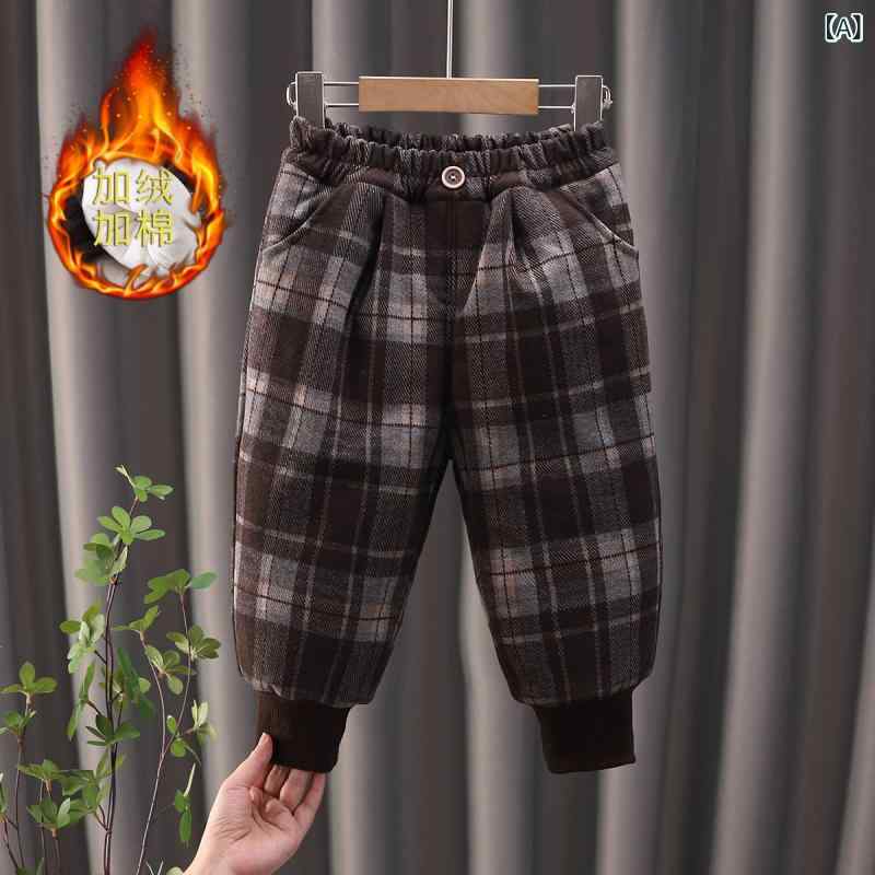 パンツ キッズ 男の子 ベビー ロングパンツ 裏起毛 厚手 チェック柄 おしゃれ カジュアル 普段使い 秋..