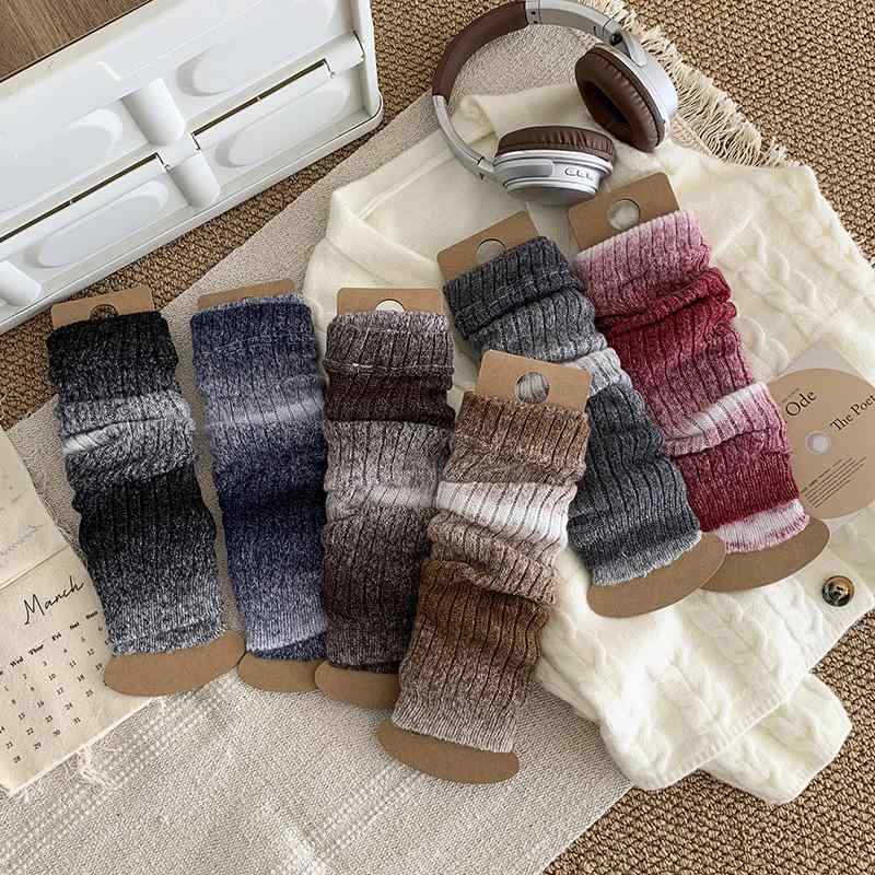 レッグウォーマー 親子 レディース キッズ 秋冬 厚手 保温 防寒 暖かい グラデーション くしゅくしゅ ミドル丈 綿 コットン フリーサイズ 普段使い おしゃれ