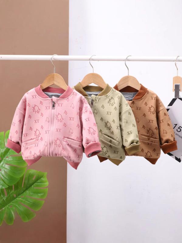 アウター 男の子 キッズ 春秋 カジュアル 野球ジャケット 丸襟 長袖 ジップアップ コットン 柔らかな肌触り キャラクター 普段使い お出かけ 通園 チョコレート 黄緑 ピンク