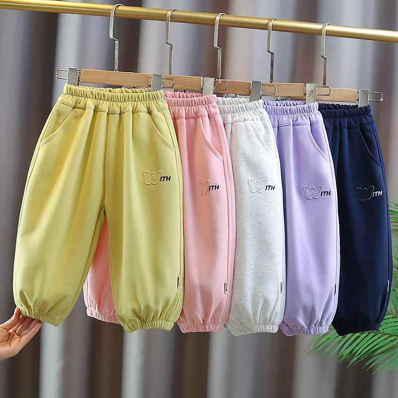 女の子 パンツ ベビー キッズ 幼児 小学生 カジュアル 韓国風 綿 コットン素材 柔らか 伸縮性 アップリ..
