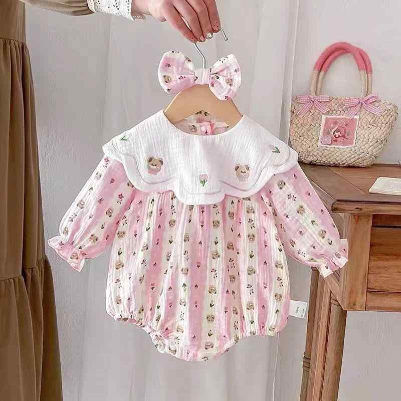 ロンパース 女の子 ベビー 赤ちゃん 新生児 春夏秋 かわいい プリンセス 半袖 長袖 ボディスーツ カバ..