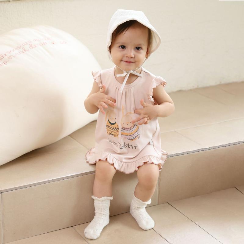 ワンピース ベビー 女の子 半袖 モダール プリンセスドレス パジャマ ルームウェア Aライン 柔らか 肌..