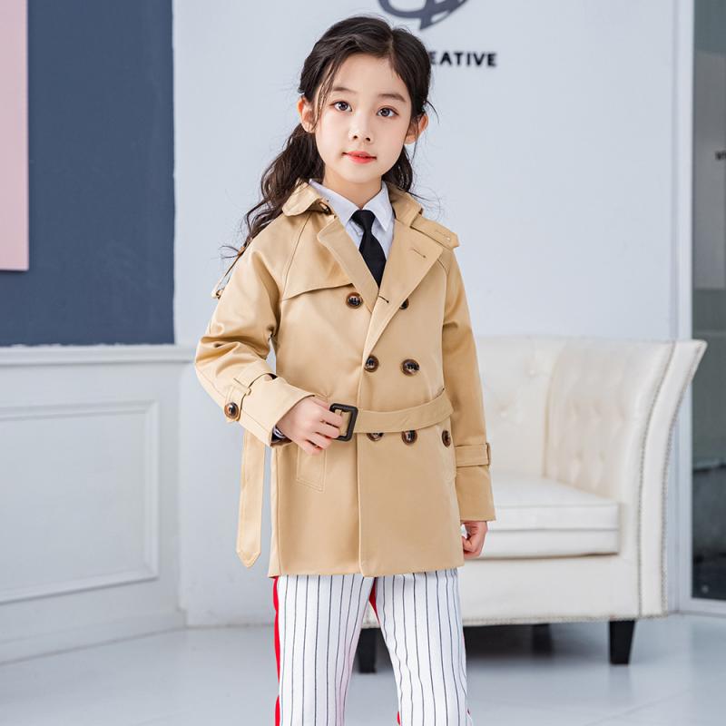 コート 女の子 ガールズ キッズ トレンチコート アウター 無地 カーキ ベージュ おしゃれ スタイリッシ..