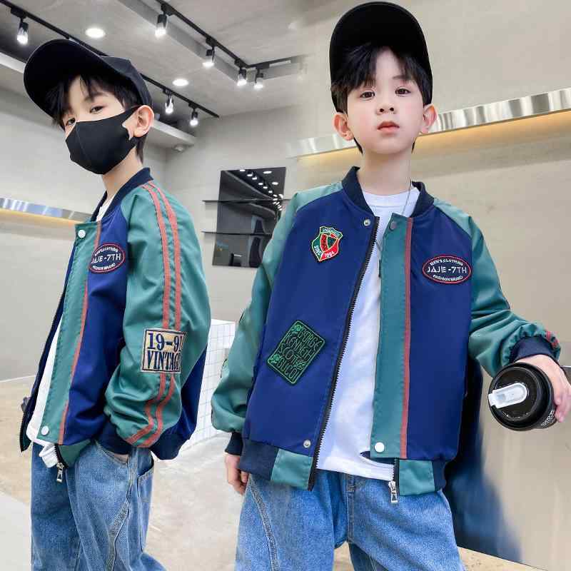 ジャケット 男の子 キッズ 春秋 スタジャン 韓国風 おしゃれ カジュアル トレンド ジップアップ ショー..