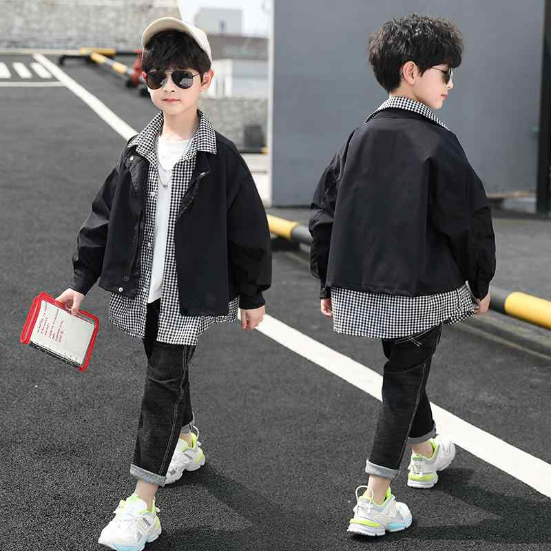 ジャケット 男の子 ジュニア 秋物 韓国風 切り替え フェイクレイヤード 重ね着風 かっこいい おしゃれ ..