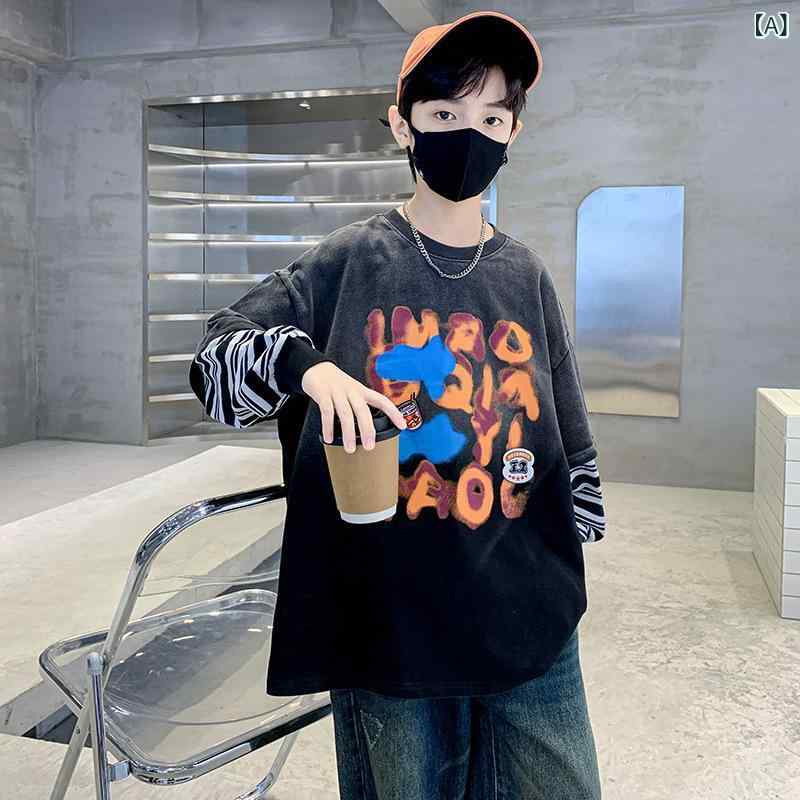 トレーナー 男の子 キッズ ジュニア 春秋 長袖 スウェット かっこいい おしゃれ プルオーバー コットン..