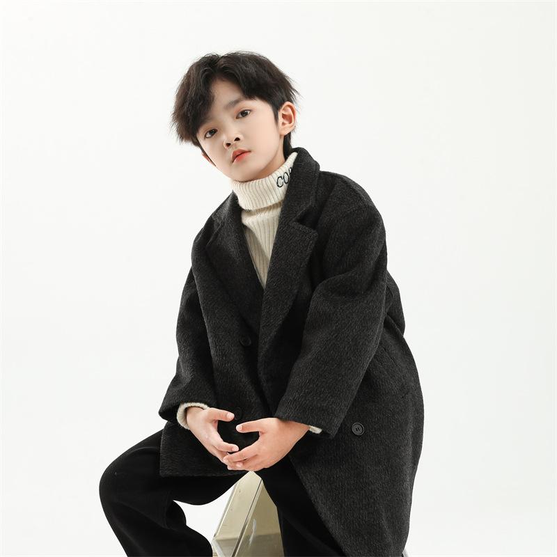 コート 男の子 キッズ 秋冬 厚手 保温 防寒 ウールコート メルトン ミドル丈 ロング丈 カジュアル 普段..