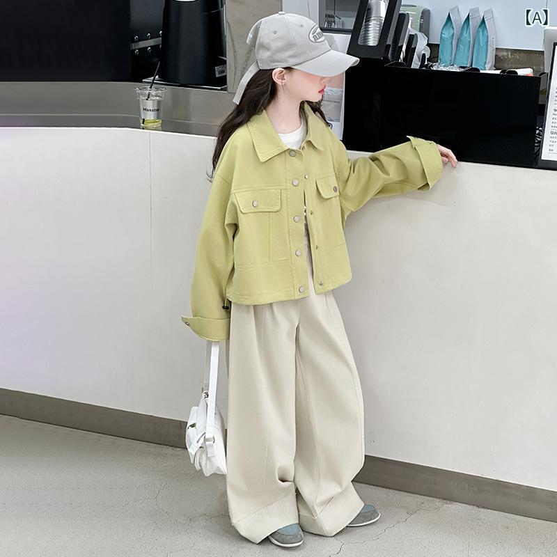 ジャケット キッズ 女の子 おしゃれ 韓国風 トレンド デニム 綿 コットン アウター ブルゾン 襟付き 長..