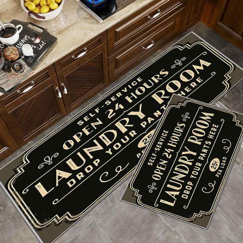 キッチンマット アメリカン アルファベット柄 玄関マット 家庭用 吸水 滑り止め 汚れにくい 長方形 ロング ポリエステル製 洗える