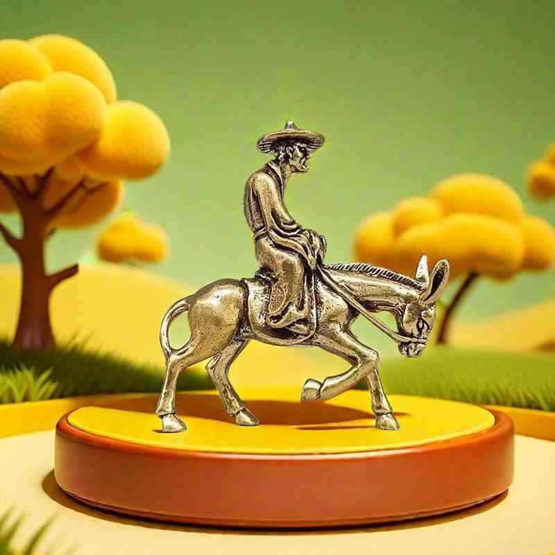 置物 真鍮製 アンティーク調 ロバ乗り老人像 レトロ ヴィンテージ風 骨董品 東洋風 工芸品 リビング 書..