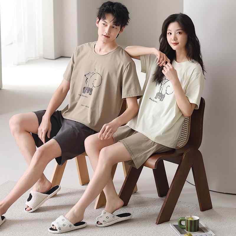 ・カテゴリ: パジャマ・スタイル: シンプルカジュアル・デザイン: プルオーバー・主な素材: モダール 30%～50%・厚さ: 中厚・ネックライン: クルーネック・袖丈: 五分袖・パンツ丈: ショート・機能: カジュアル、通気性、睡眠、部屋着、涼感、快適、外出可・シーン: 部屋着、カジュアル・サイズ展開: レディースM、レディースL、レディースXL、レディースXXL、メンズL、メンズXL、メンズXXL、メンズXXXL