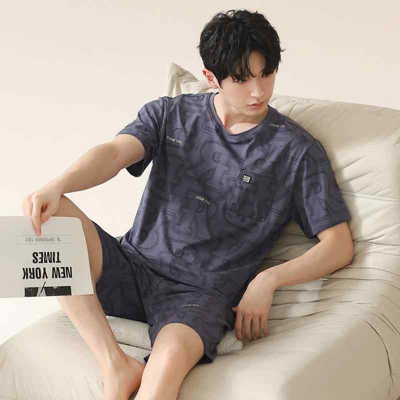 パジャマ メンズ 男性用 春夏 綿100％ 半袖 ショートパンツ 上下セット 大きいサイズ ルームウェア 部屋着 快適 涼しい 伸縮性 シンプル カジュアル おうち時間 普段使い