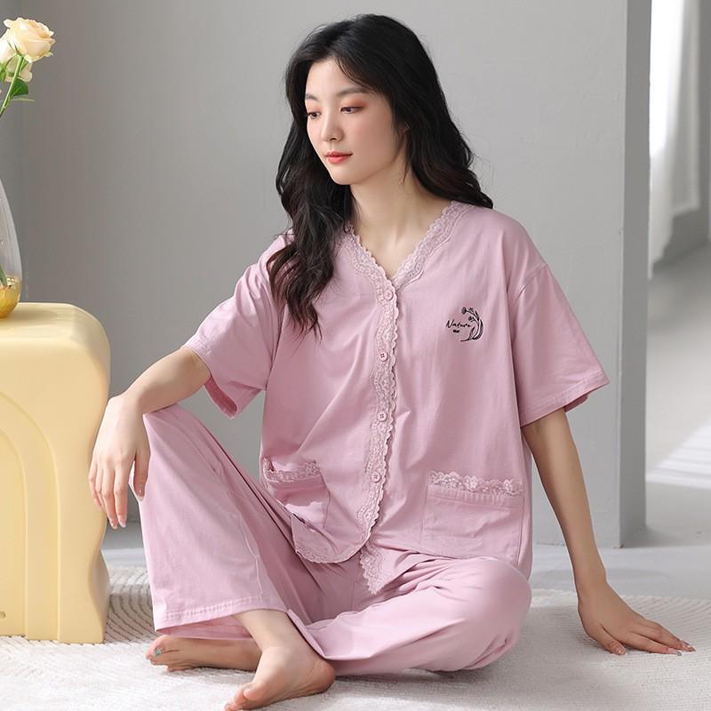 パジャマ ルームウェア レディース モダール レース 半袖 ロングパンツ 前開き テーラードカラー セットアップ 春夏 快適 ワンマイルウェア リラックス 高級感