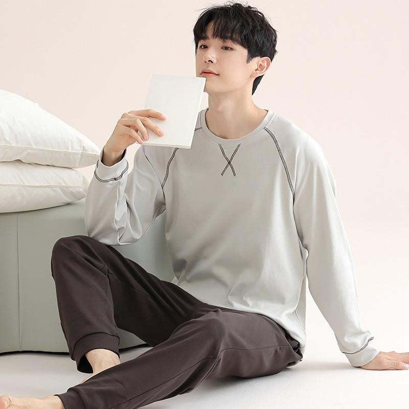 パジャマ メンズ 男性用 春夏 接触冷感 長袖 長パンツ 薄手 ゆったり 大きいサイズ シンプル カジュア..