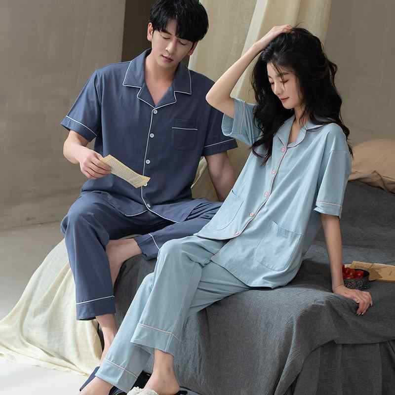 ルームウェア レディース ペア ストレッチコットン 半袖 ロングパンツ 上下セット 無地 シンプル ゆっ..