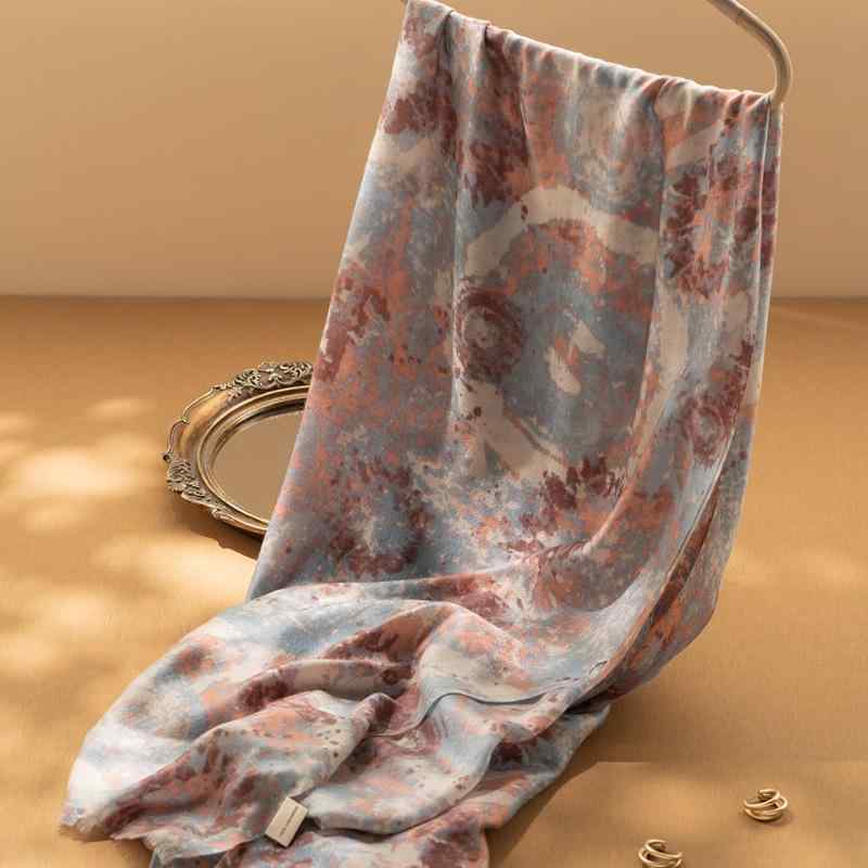 マフラー レディース カシミヤ ウール リングカシミヤ 繊細 柔らか 肌に優しい チクチクしない 保温 防寒 上品 高級感 ロング ストール ショール 通勤 オフィス 普段使い カジュアル 春秋(4)