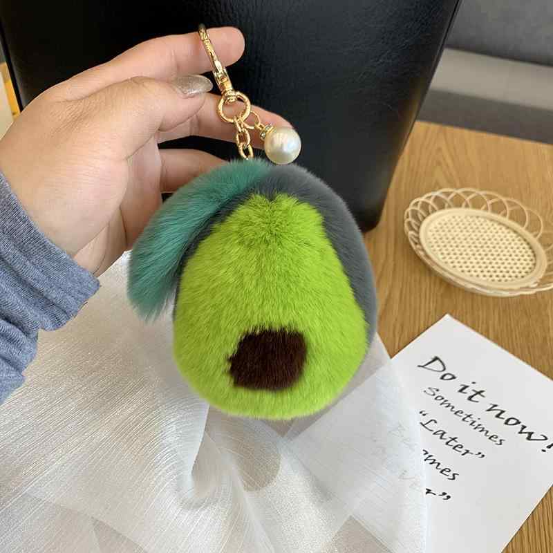 キーホルダー かわいい おしゃれ アボカド レッキスラビットファー ぬいぐるみ マスコット ふわふわ バ..