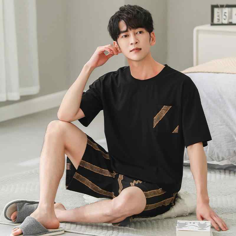 パジャマ メンズ 男性用 春夏 モダール 再生繊維 半袖 ショートパンツ 短パン シンプル ストライプ ボ..