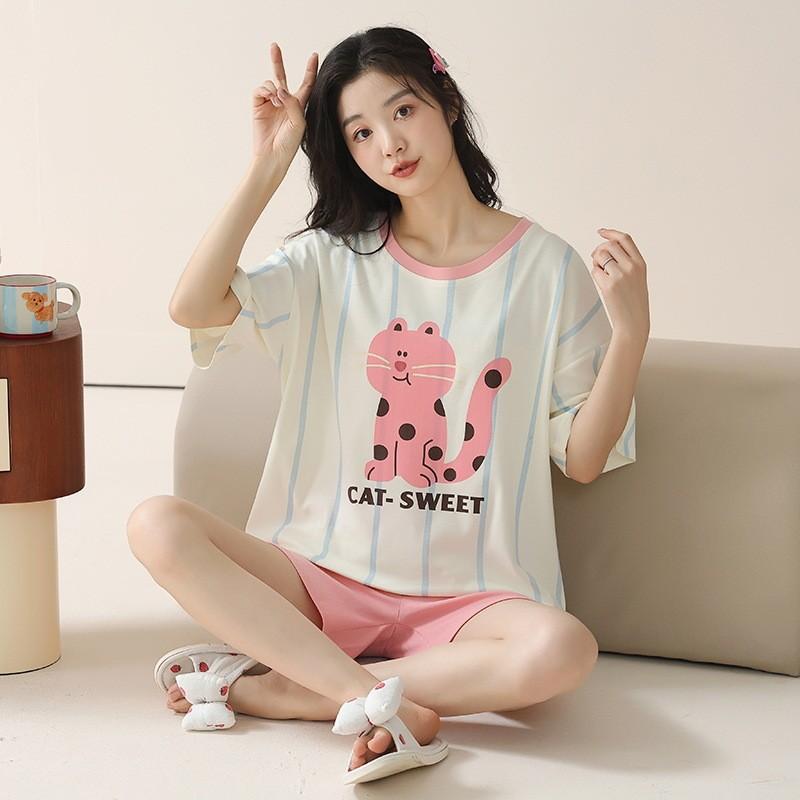 パジャマ レディース 夏 薄手 半袖 短パン 綿 かわいい カジュアル ルームウェア ワンマイルウェア ゆ..