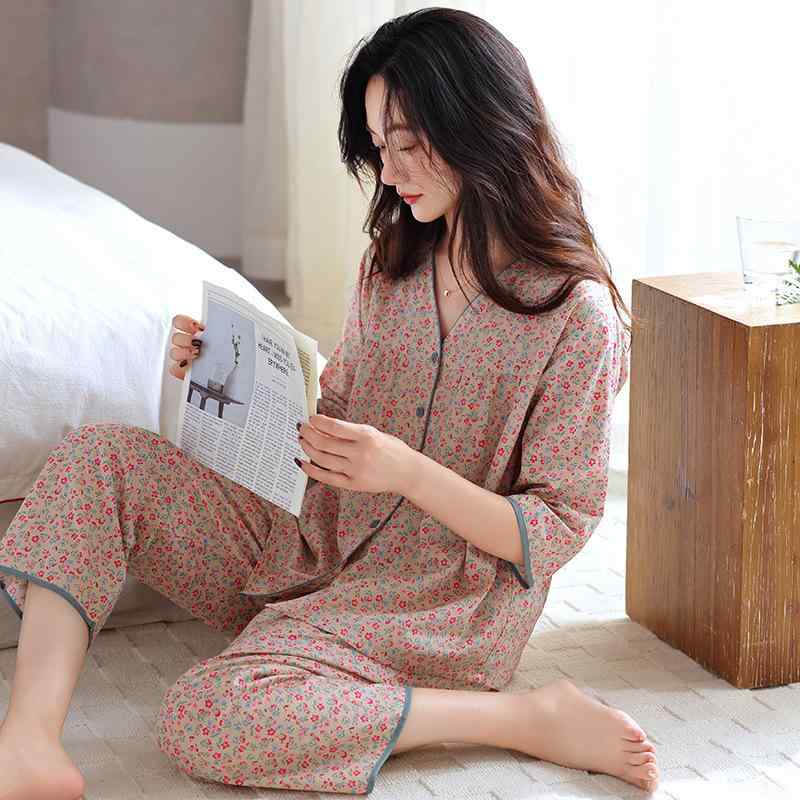 ・カテゴリ: セットアップ・素材: 織り綿・主な素材: ポリエステル・厚さ: 薄手・ネックライン: Vネック・袖丈: 七分袖・パンツ丈: ロングパンツ・用途: カジュアル、ルームウェア、快適・シーズン: 春、夏、秋・シーン: アウトドア、部...