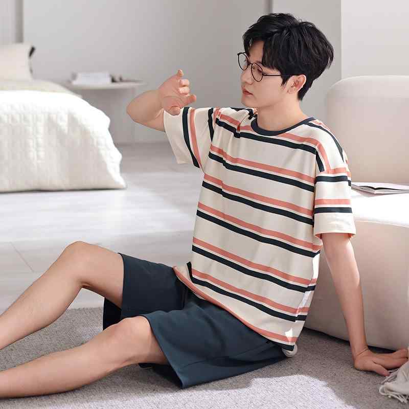 パジャマ メンズ 男性用 夏 半袖 ショートパンツ ルームウェア 上下セット 綿 コットン カジュアル ゆ..