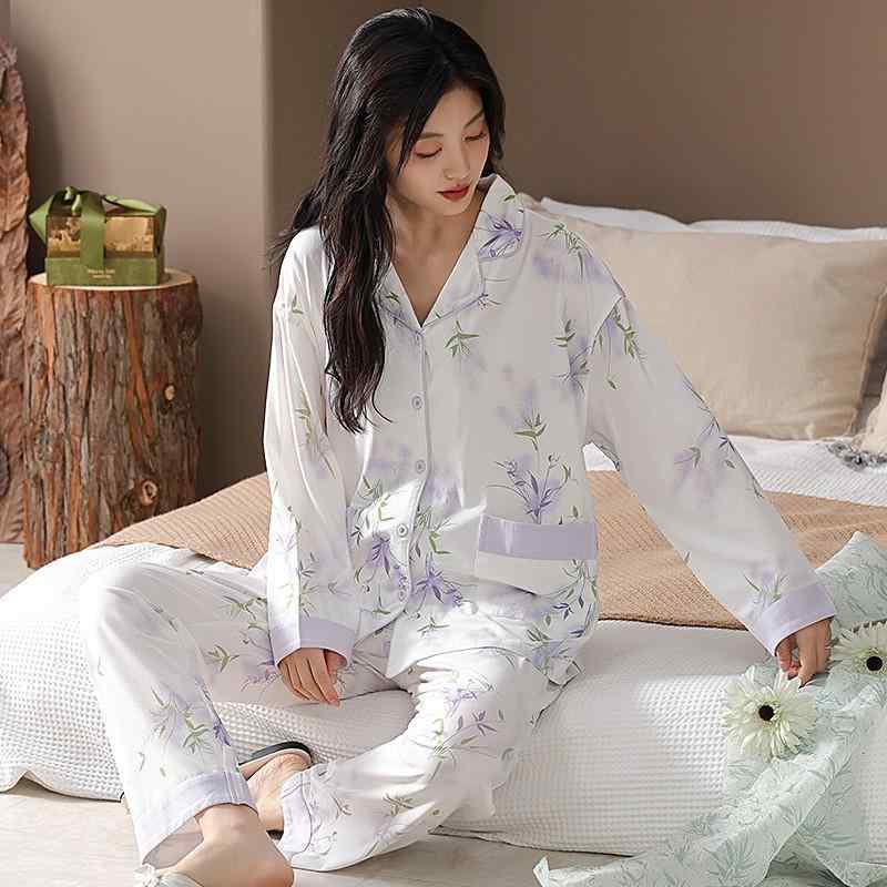 ・カテゴリ: セットアップ・主な素材: リヨセル 90〜95%・スタイル: 中国風・厚さ: 普通・ネックライン: シャツ襟・袖丈: 長袖・丈: ロングパンツ・機能: リラックス、睡眠、部屋着、快適、外出可能・適用季節: 夏、春、秋・シーン: アウトドア、部屋着・サイズ展開: M、L、XL、XXL
