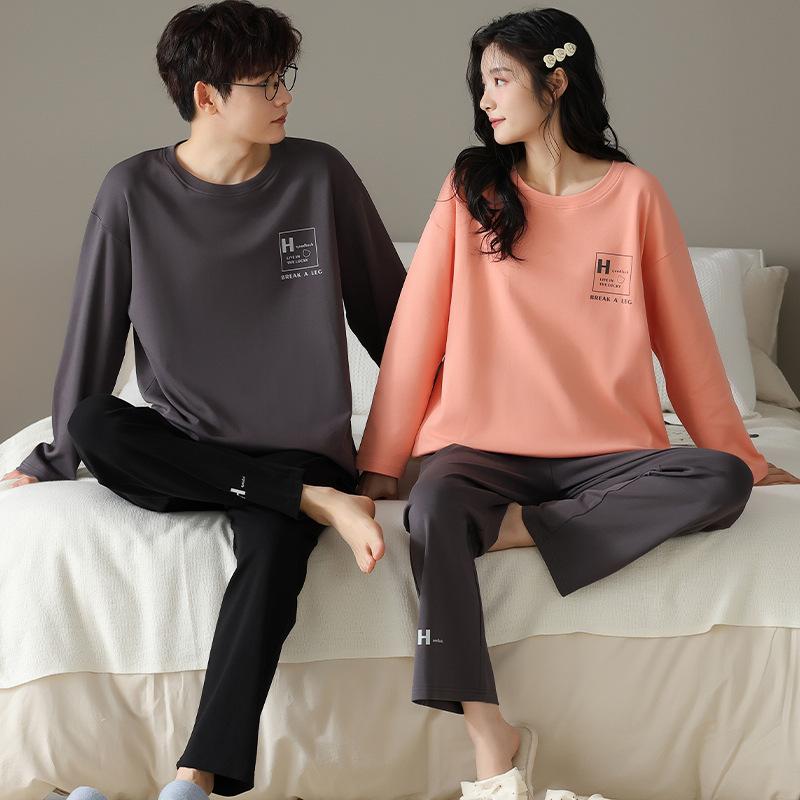 ・カテゴリ: パジャマ・主な素材: 綿90～95%・スタイル: セットアップ・厚さ: 普通・ネックライン: クルーネック・袖丈: 長袖・丈: ロングパンツ・機能: リラックス、通気性、睡眠、部屋着、快適、外出可能・シーン: アウトドア、部屋着・サイズ展開: M、L、XL、XXL、XXXL・テイスト: シンプルカジュアル