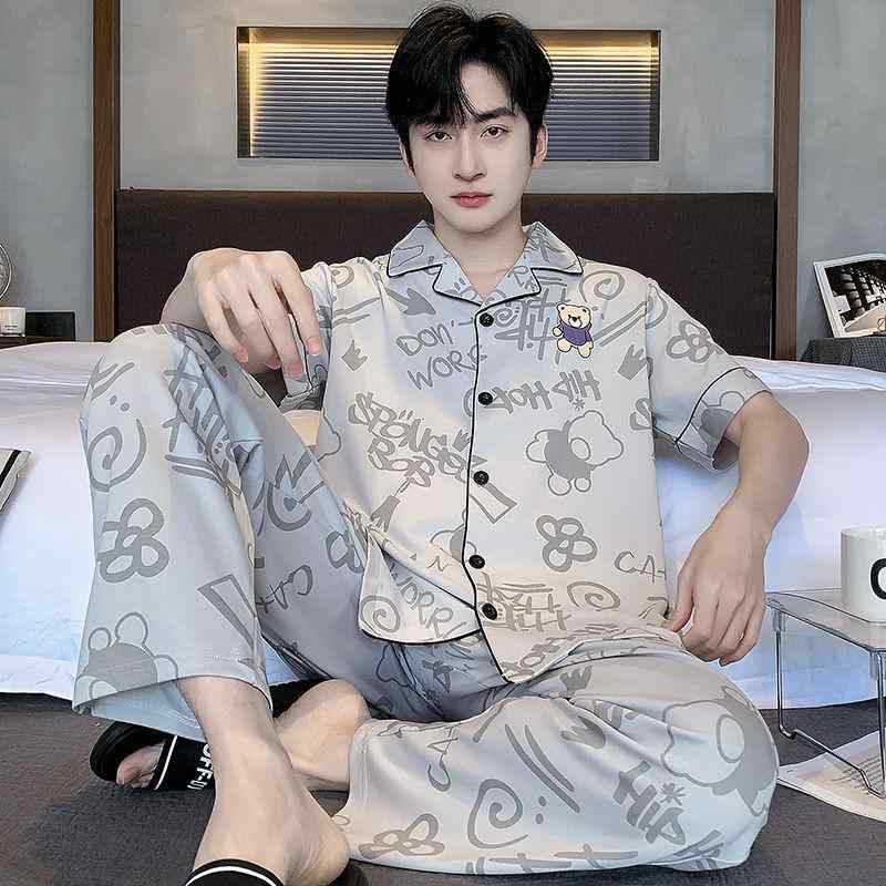 ・カテゴリ: セットアップ・主な素材: 綿95%以上・スタイル: シンプルカジュアル・厚さ: 薄手・ネックライン: 小さな襟・丈: 長ズボン・機能: リラックス、睡眠、部屋着、快適、アウター着用可・シーン: アウトドア、部屋着・サイズ展開: L, XL, 2XL, 3XL